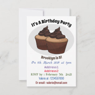 Cupcake cartoon illustration invitation