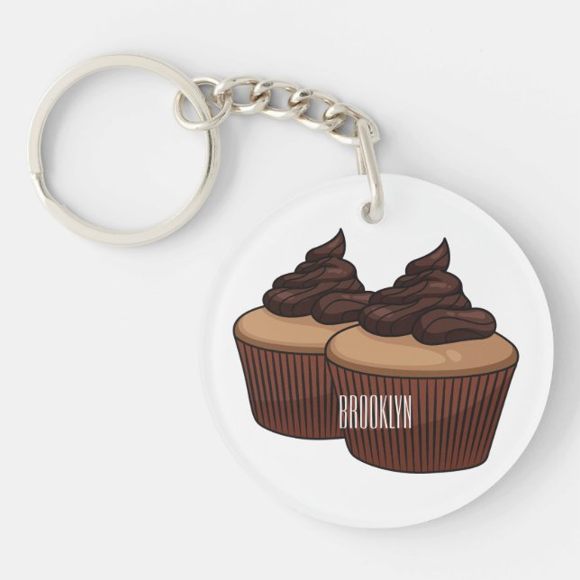 Cupcake cartoon illustration keychain (Front)