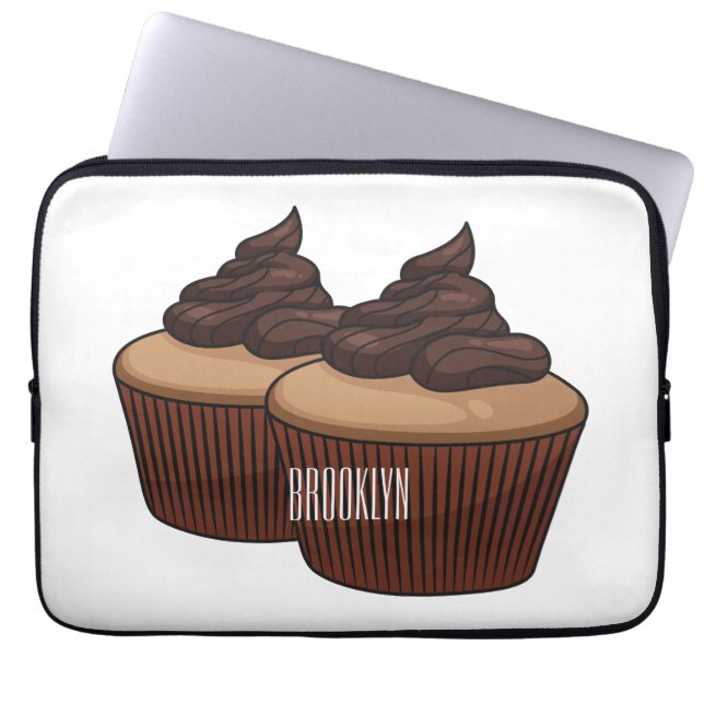 Cupcake cartoon illustration   laptop sleeve (Front)
