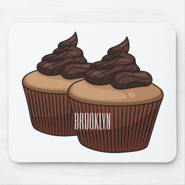Cupcake cartoon illustration   mouse pad (Front)