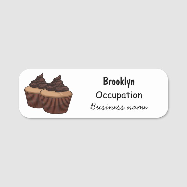 Cupcake cartoon illustration name tag (Front)