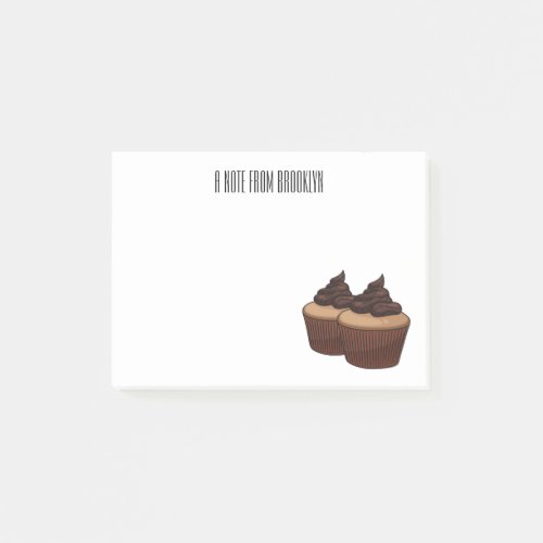 Cupcake cartoon illustration  post_it notes