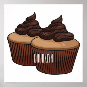 Cupcake cartoon illustration   poster