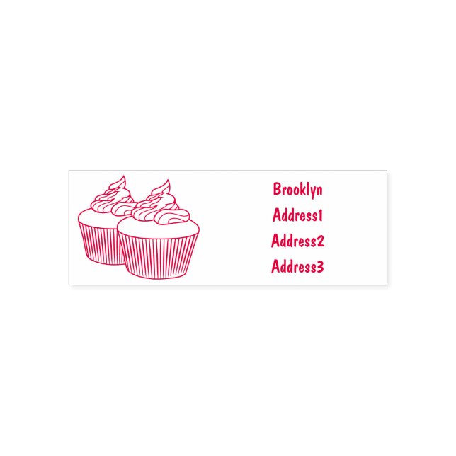 Cupcake cartoon illustration self-inking stamp (Design)