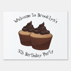 Cupcake cartoon illustration sign