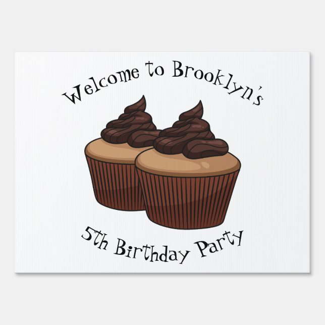 Cupcake cartoon illustration sign (Front)