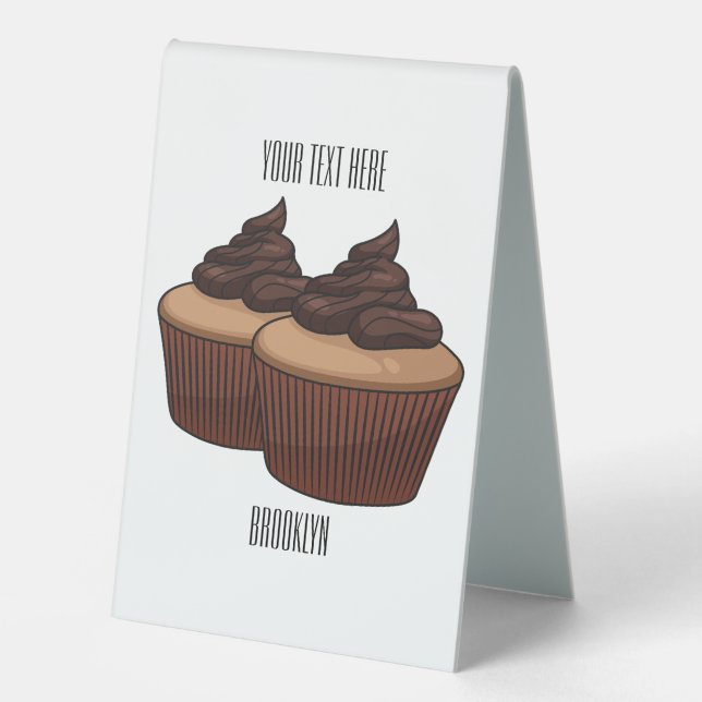 Cupcake cartoon illustration  table tent (Front)