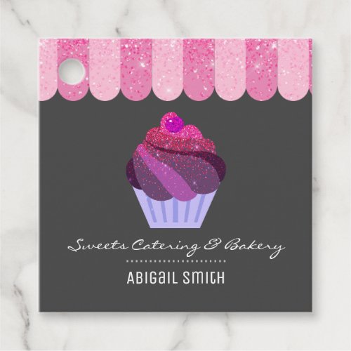 Cupcake Catering Bakery Girly Glitter Favor Tags