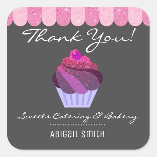 Cupcake Catering Bakery Girly Glitter  Square Stic Square Sticker