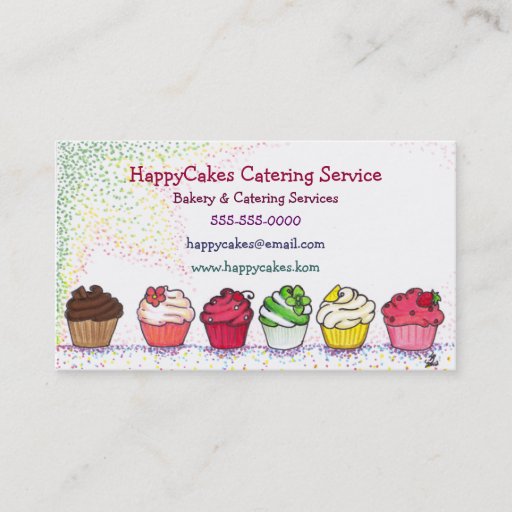 Customizable Cupcake Catering Business Card