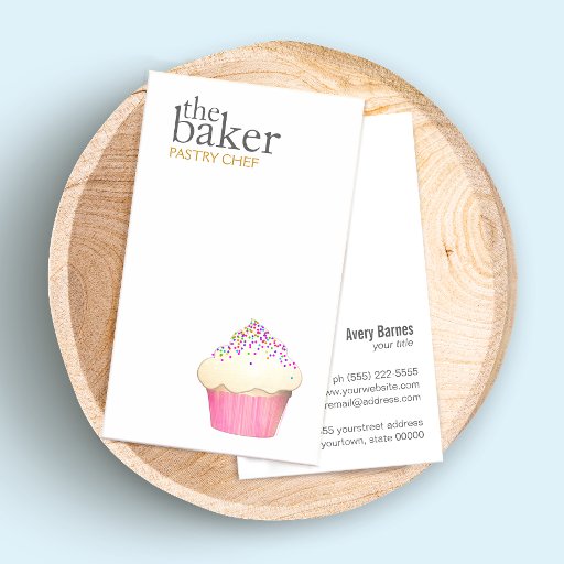 Customizable Pastry Chef Baking Cupcake Modern Simple Business Cards