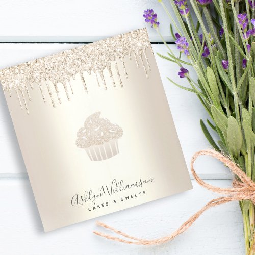 Cupcake Chef Bakery Champagne Gold Glitter Drips Notepad