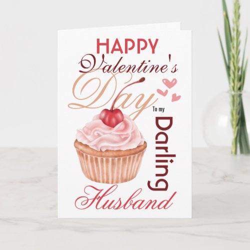 Cupcake cherry pink heart desert romantic DIY Holiday Card