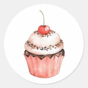Cupcake Classic Round Sticker by Zazzlemm_Cards at Zazzle