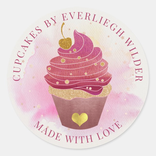 Cupcake  classic round sticker (Front)