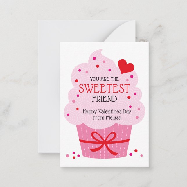 Cupcake Classroom Valentine Cards for Kids (Front)