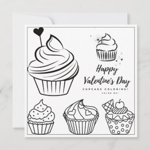 Cupcake Coloring Page Girl Card Valentine's Day