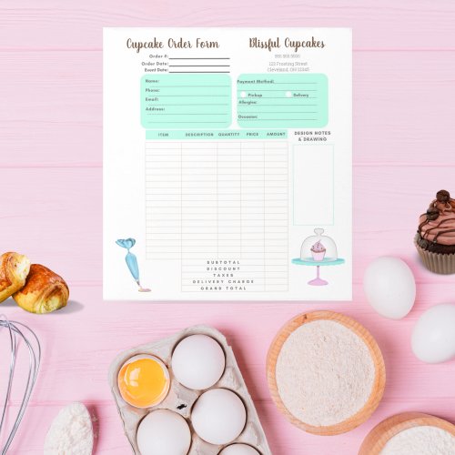 Cupcake Cookie Bakery Order Form Notepad