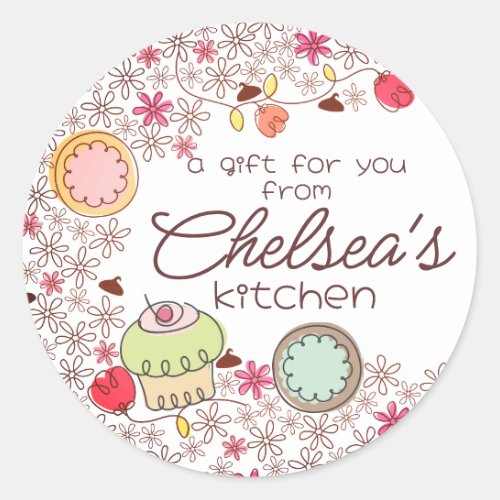 Cupcake cookie flower baking bakery homemade by classic round sticker