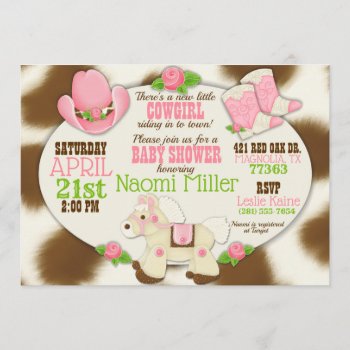 Cupcake Cowgirl Baby Girl Shower Invitation by JustBeeNMeBoutique at Zazzle