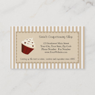Cupcake Custom Logo, Soft Mocha Stripes Business Card