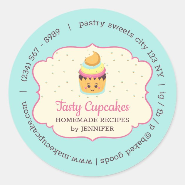 Cupcake Cute Bakery pastry sweets Classic Round Sticker