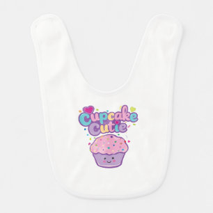 Cupcake Cutie Kawaii Style Confetti, Dots Hearts Baby Bib