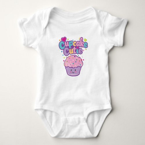 Cupcake Cutie Kawaii Style Confetti, Dots Hearts Baby Bodysuit