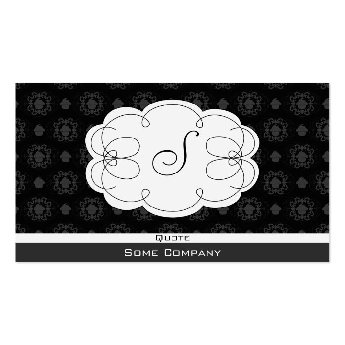 Cupcake Damask (Black And White) Business Card Template