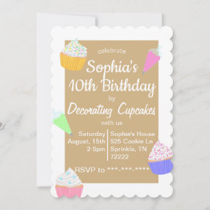 Cupcake Decorating Birthday Invitation