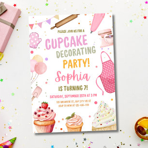 Cupcake Decorating Party Cooking Kids Birthday  Invitation