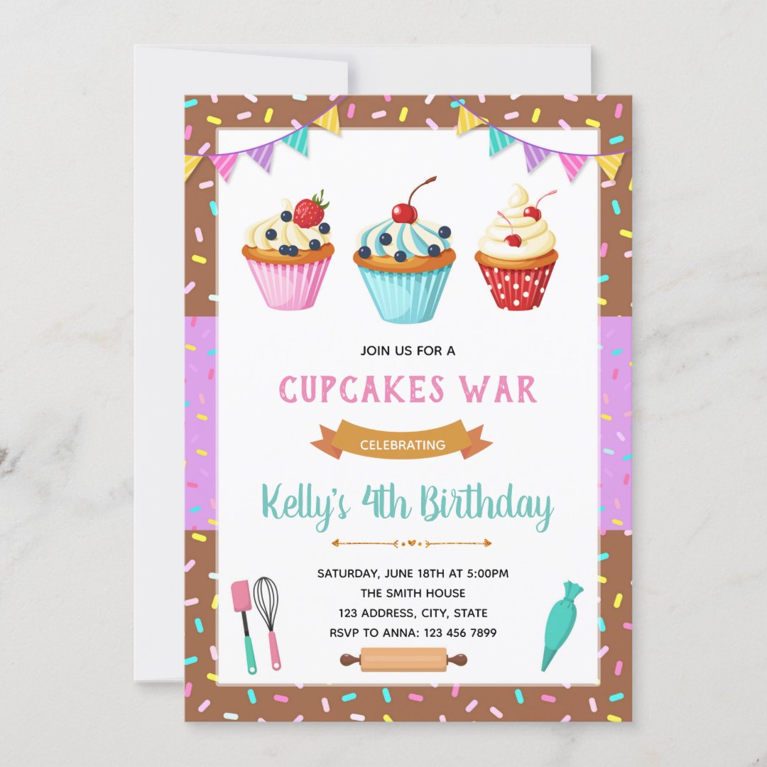 Cupcake decorating party invitation | Zazzle