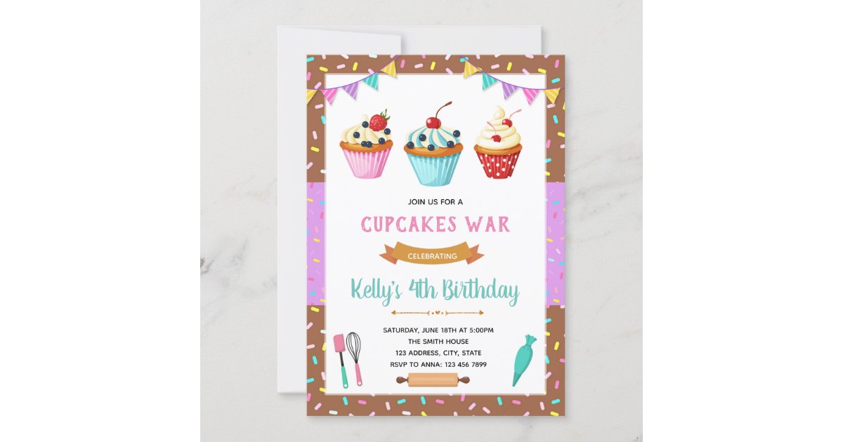 Cupcake decorating party invitation | Zazzle