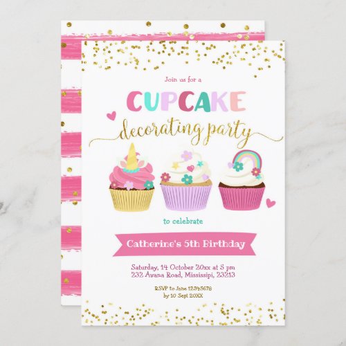 Cupcake Decorating Party Invitation
