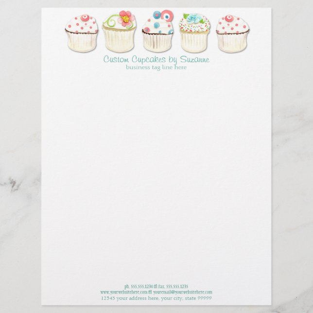 Cupcake Dessert Baking Bakery Business Identity Letterhead (Front)