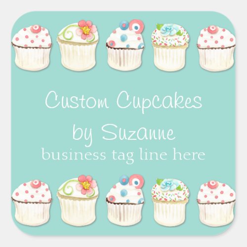 Cupcake Dessert Baking Bakery Business Identity Square Sticker