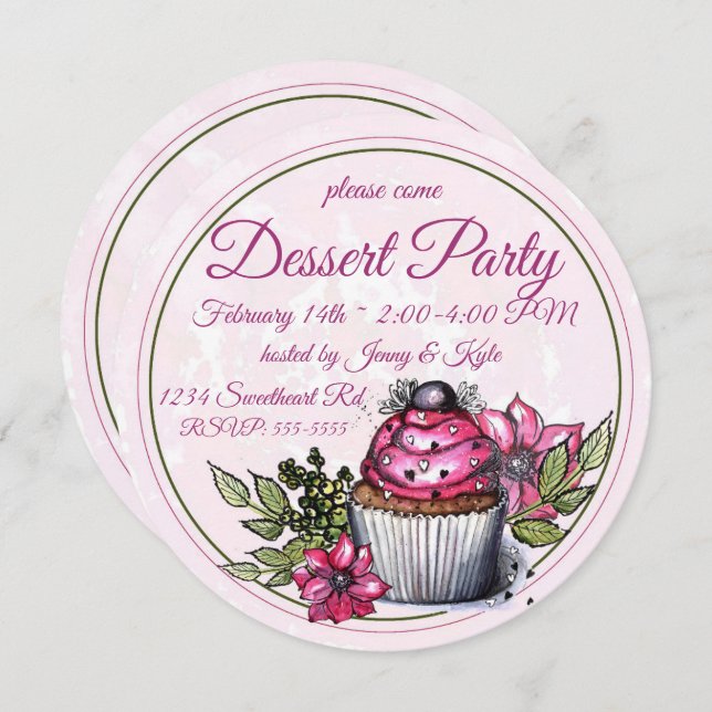 Cupcake Dessert Party Invitation (Front/Back)