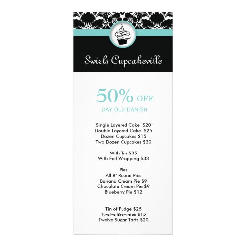 Cupcake Discount Loyalty Cards Floral Damask Blue