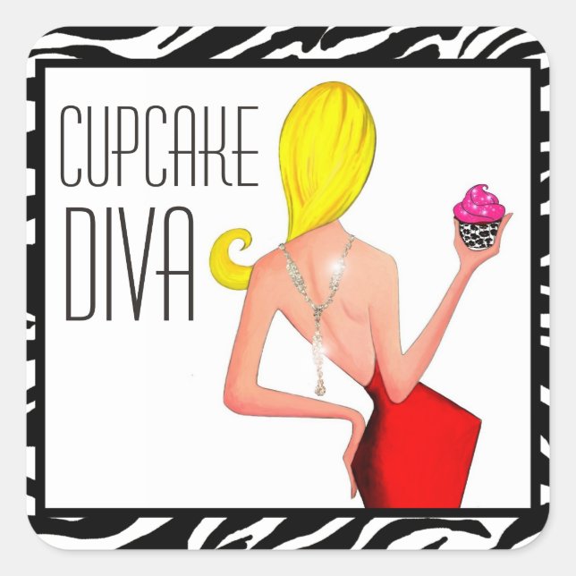 "Cupcake DIVA" Square Sticker (Front)