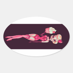 Cupcake Doll Oval Sticker