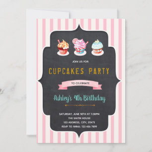 Cupcake donuts birthday party invitation