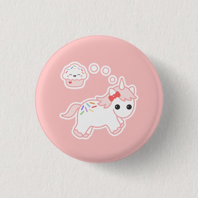Cupcake Dream Unicorn Pinback Button (Front)
