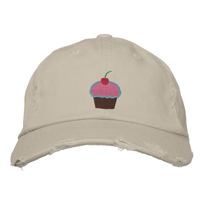 Cupcake Embroidered Baseball Cap (Front)