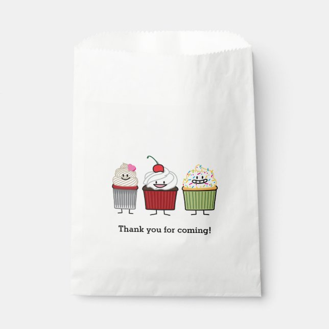 Cupcake family frosting sprinkles cherry cakes favor bag (Front)
