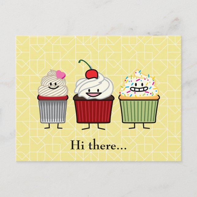 Cupcake family frosting sprinkles cherry cakes hea postcard (Front)