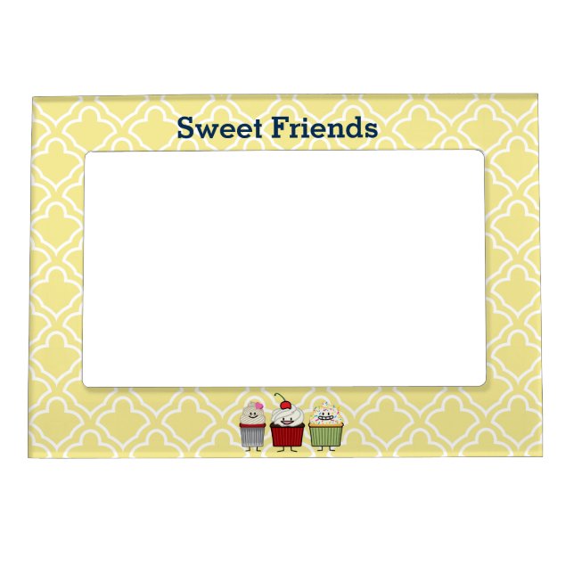 Cupcake family frosting sprinkles cherry cakes magnetic photo frame (Front)