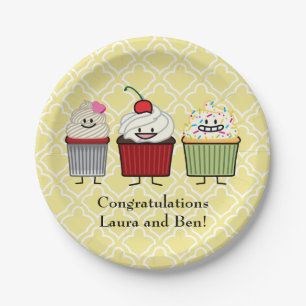 Cupcake family frosting sprinkles cherry cakes paper plates