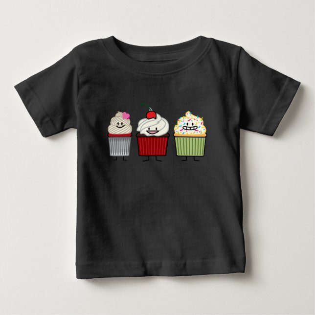 Cupcake family icing sprinkles cherry cakes heart baby T-Shirt (Front)