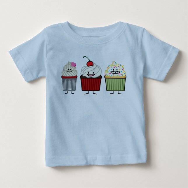 Cupcake family icing sprinkles cherry cakes heart baby T-Shirt (Front)