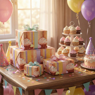Cupcake Fantasy Colorful Sweet Treats  Wrapping Paper